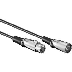 HQ-Power XLR-kabel, 1 x XLR mannelijk, 1 x XLR vrouwelijk, 3 m, perfect voor geluidsoverdracht