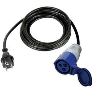 Perel Verloopkabel, H07RN-F 3G12.5, 0.4 m, 16 A/230 V, 3680 W, type E/F naar CEE, voor binnen en buiten, rubber, blauw