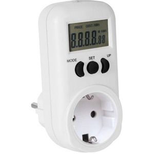 Perel Energiemeter, lcd-scherm, 230 V, 16 A, 3600 W, Duitse aarding type F, wit