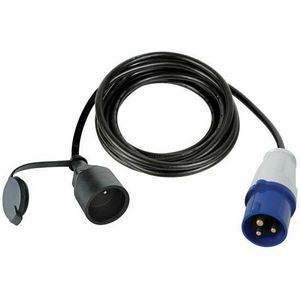 Perel Verloopkabel, H07RN-F 3G2.5, 3 m, 16 A/230 V, 3680 W, CEE naar type F, voor binnen en buiten, rubber, blauw