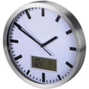 Wandklok met lcd-display - thermometer, hygrometer en weersvoorspelling - Ø 25 cm