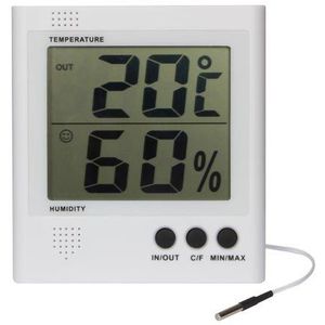 Velleman Digitale thermo-/hygrometer, groot LCD, binnentemperatuur en -vochtigheid, batterij-indicator, geheugenfunctie, vriespunt alarm