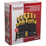 Toolland Schroevendraaier- en Bitset met Houde - Magnetisc - Wandmontag - Chroom-vanadiu - 42-delig