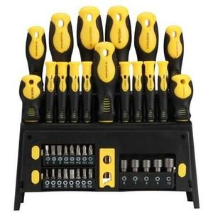Toolland Schroevendraaier- en bitset met houder, magnetisch, wandmontage, chroom-vanadium, 42-delig