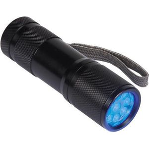 Perel UV-zaklamp, 9 leds, controleert geld, detecteert insecten, voor binnen en buiten, aluminium behuizing, schokbestendig