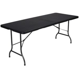 Perel Klaptafel, inklapbaar, weerbestendig, handgreep, rotanlook, maximaal 100 kg, zwart