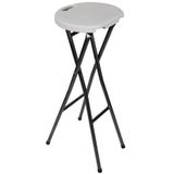 Perel Inklapbare barkruk, met handgreep, hoog, binnen-en buitengebruik, max. 150 kg, wit, voor feestjes, recepties, enz.