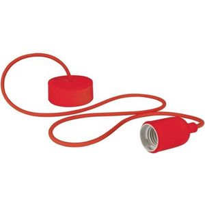 Siliconen hanglamp met textielkabel, 100 cm, verstelbaar, fitting E27, rood