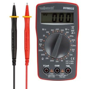 Velleman Digitale multimeter, voor het meten van AC/DC-stroom, AC/DC-spanning, weerstand, diodes en continuïteit, met meetkabels