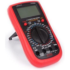 Velleman Digitale multimeter, geschikt voor het meten van AC/DC-stroom, AC/DC-spanning, weerstand, capaciteit, diodes, continuïteit, frequentie en temperatuur, inclusief meetsnoeren