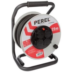 Perel - Professionele Kabelhaspel - Grijs/Zwart - 25 m - Spatwaterdicht