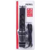 Perel Pop-upstekkerdoos, 3 stopcontacten met randaarde (type F), montagegat 71 mm, gebruik binnenshuis, zwart/grijs - EBP03L-G