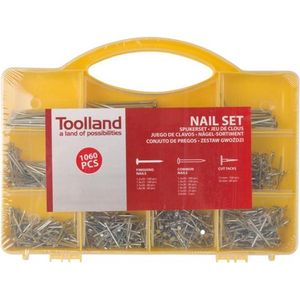 Toolland Assortiment Spijker - 1060-deli - Verschillende Maten