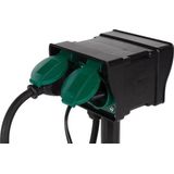 Perel Stekkerdoos Buiten - Timer - 2 Stopcontacten - Zwart/Groen
