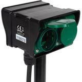 Perel Stekkerdoos Buiten - Timer - 2 Stopcontacten - Zwart/Groen