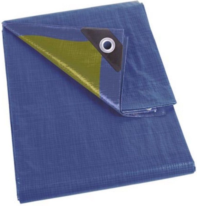 Perel Dekzeil, sterk, 26 ringen, versterkte hoeken, rechthoekig, blauw/groen, 110 g/m², 5 x 8 m