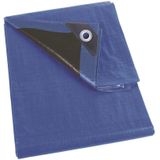 Perel Dekzeil, ultrasterk, 26 ringen, versterkte hoeken, rechthoekig, blauw/zwart, 180 g/m², 5 x 8 m