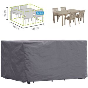 Tuinmeubelhoes, 200 x 110 x 100 cm, zilvergrijs, rechthoekig, tuinmeubelen, zware belasting, 420D Oxford, beschermhoes, gespen en spankoord voor alle seizoenen, waterdicht, nti-UV-beschermhoes