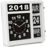 Perel Flip klok met kalender, vierkant, analoog, 31 x 31 cm, Franse versie