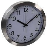 Perel Wandklok, rond, analoog, 30 cm, radiogestuurde tijdsaanduiding (DCF), aluminium, zilver