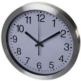 Perel Wandklok, rond, analoog, 30 cm, radiogestuurde tijdsaanduiding (DCF), aluminium, zilver