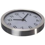 Perel Wandklok, rond, analoog, 30 cm, radiogestuurde tijdsaanduiding (DCF), aluminium, zilver