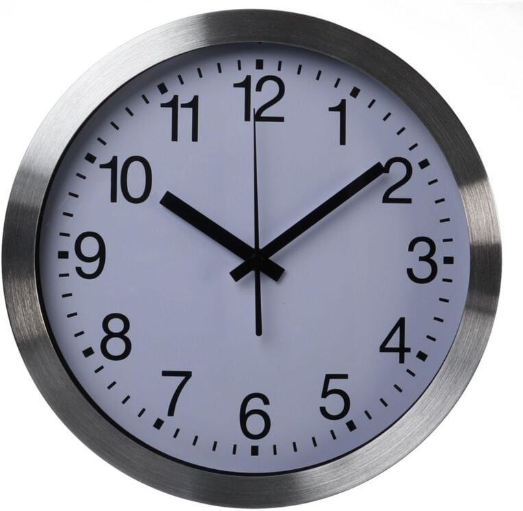 Perel Wandklok, rond, analoog, 30 cm, radiogestuurde tijdsaanduiding (DCF), aluminium, zilver