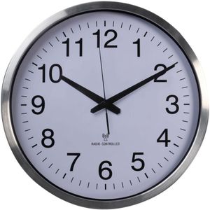 Perel - Wandklok - Rond - Analoog - Zilver - Aluminium