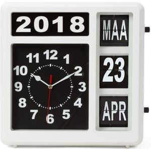 Klappzahlen-wanduhr mit kalendar - 31 x 31 cm - niederländisch