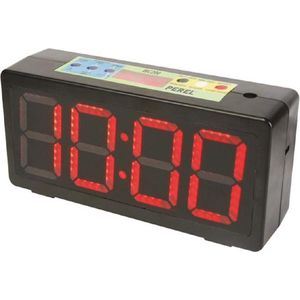 Perel Wandklok, digitaal leddisplay met chronometer, afteltimer en intervaltimer, 327 x 93 x 156 mm, zwart