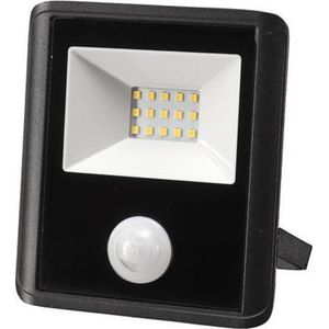 Perel led-schijnwerper, 50 W, 3500 lm, 4000°K, neutraalwit, voor binnen en buiten, verstelbare montagebeugel, waterdichte aansluitdoos, verstelbare PIR-sensor, aluminium, zwart