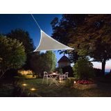 Perel Schaduwdoek met 107 leds, waterafstotend, 3.6 x 3.6 x 3.6 m, 160 g/m², IP44, zonne-energie, polyester, driehoek, taupe