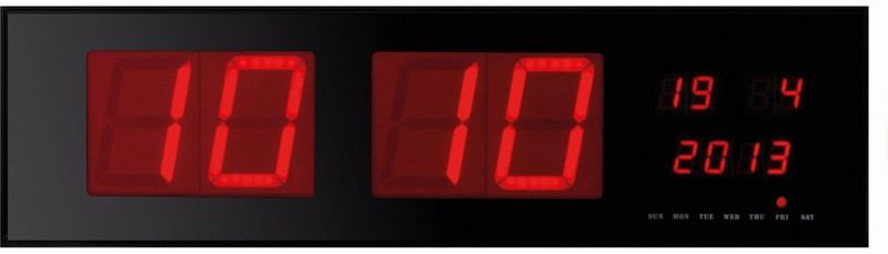 Perel Wandklok met led-display, digitaal, zwart, rood