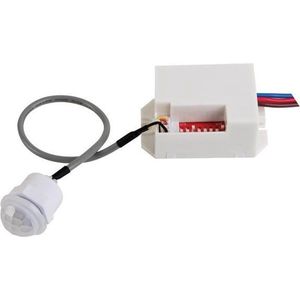 Perel Mini bewegingsmelder, PIR, 8 m detectiebereik, 100° detectiehoek, IP20, gebruik binnenshuis, inbouw, wit