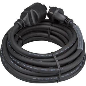 HQ-Power Verlengkabel, met krimpkous, H05RR-F 3G2.5, 15 m, 16 A/230 V, 3680 W, type E/F, IP44, rubber, zwart