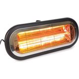 Perel Terras-/parasolverwarmer, 2000 W, low glare, met aan-/uitschakelaar, beugel voor plafond- en wandmontage, spatwaterdicht, 1 warmteniveau, metaal, zwart