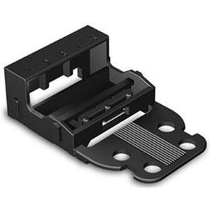 BEVESTIGINGSADAPTER - VOOR 5-DRAADSKLEMMEN - SERIE 221 - 4 mm² - MET KLIKVOETJE VOOR HORIZONTALE MONTAGE - ZWART (WG221515B)