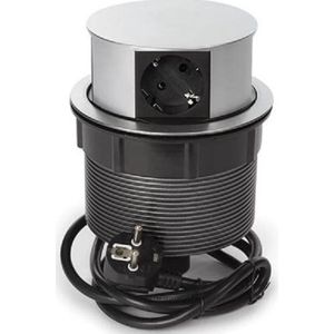 Perel - Pop-upstekkerdoos - 4 Stopcontacten - Zwart/Grijs - Binnenshuis