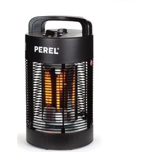 Perel Mobiele terrasverwarmer, 700 W, carbon, met kantelbeveiliging, 2 warmteniveaus, oscillerend, plensdicht, metaal, zwart
