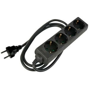 HQ-Power Stekkerdoos, 4 stopcontacten met randaarde (Schuko, type F), kabel 5 m, 3G2.5, met krimpkous voor etikettering, gebruik binnenshuis, zwart