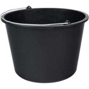 Toolland Bouwemmer, rond, kunststof, zwart, 20 liter
