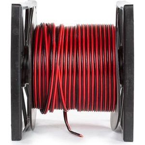 HQ-Power Luidsprekerkabel, OFC, 2 x 4.00 mm², 100 m, rood/zwart, perfect voor geluidsoverdracht