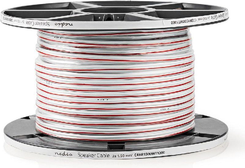 HQ-Power - Luidsprekerkabel - Wit - OFC - 2 x 1.50 mm² - 100 m