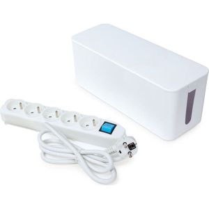 Perel Stekkerdoos met Schakelaar en Kabelbo - 5 Stopcontacten met Penaarde (type E - Kabel 1.5 