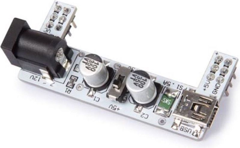 Breadboard - Voedingsmodule - 7-12 VDC - 5 V - 3,3 V - 500 mA