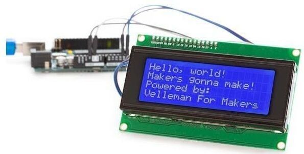 Whadda - I²C 20x4 LCD-module - Blauw - Witte Tekens - 5 VDC Voeding