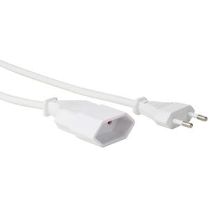 Perel Verlengkabel, H03VVH2-F 2G0.75, 1.8 m, 2.5 A/230 V, 625 W, type C Eurostekker, voor binnen, pvc, wit
