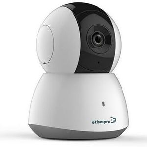 EtiamPro Mini IP-camera, bewakingscamera, wifi, pan/tilt, 2 MP, IR-leds, nachtzicht 10 m, vaste lens, DWDR-technologie, app Guarding Vision, voor binnen en buiten, wit