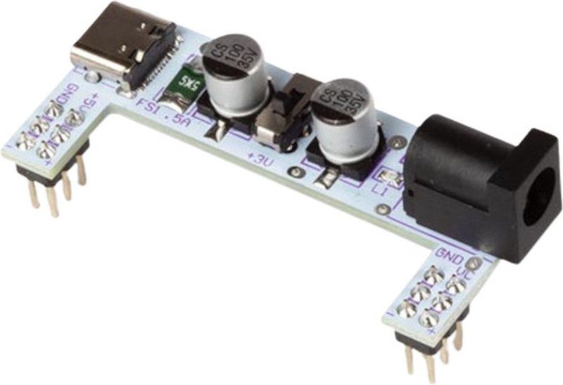 Whadda - Breadboard Voedingsmodule - 3.3 V/5 V - Geschikt voor MB102 Breadboard