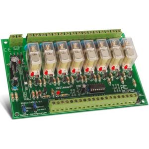 Whadda Soldeerkit, DIY, 8-kanaals afstandsbediende relaiskaart, RS232 bediening, diagnose/testsoftware